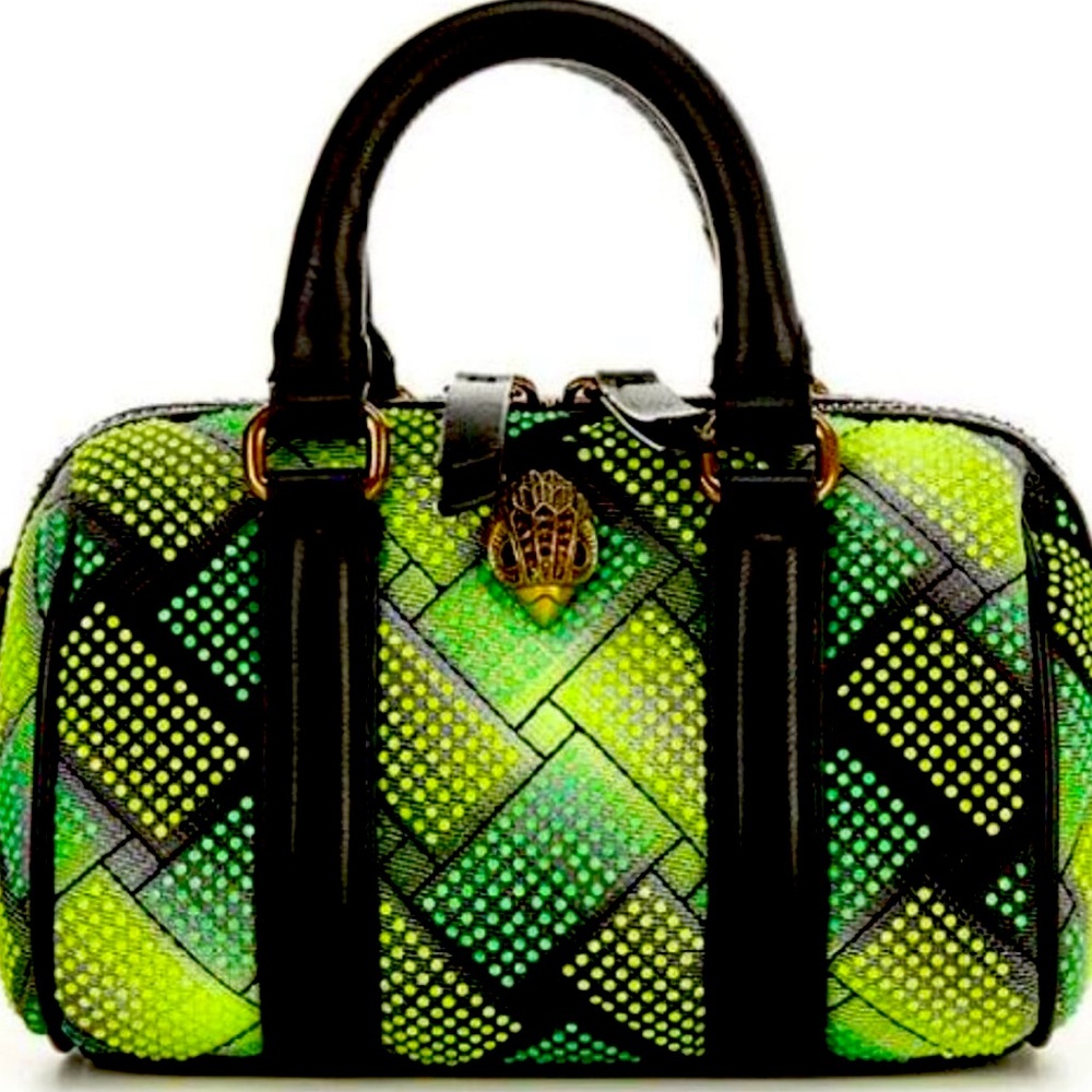 Kurt Geiger  London  Extra Small Kensington Boston Quilted Satche Open Green Bag